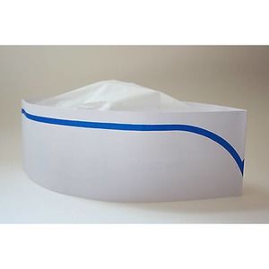 100 PACK OF BLUE STRIPE RETRO PAPER SODA JERK HATS